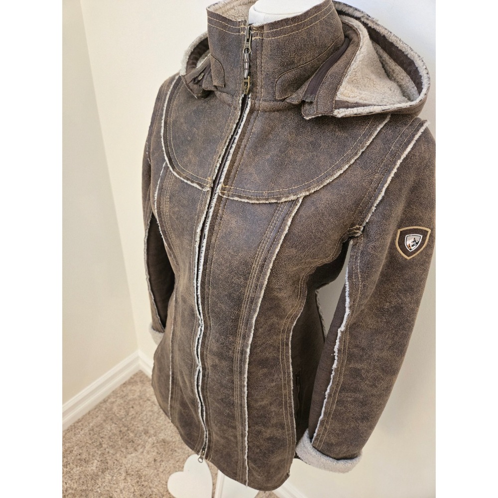KÜHL Projekt Faux Shearling Fleece Lined Hooded Jacket Brown Small - Picture 2 of 12